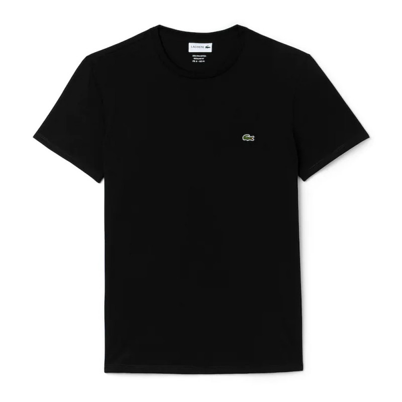 T-shirt Lacoste col rond Noir en jersey de coton pima uni