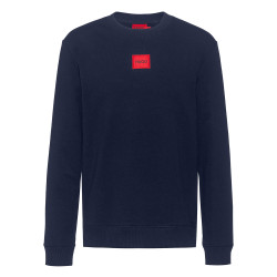 Sweat Hugo Boss Diragol212 Bleu Nuit en molleton de coton avec étiquette logo rouge