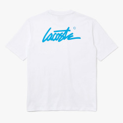 T-shirt Lacoste unisexe loose fit LIVE blanc