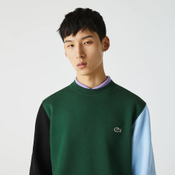 Sweatshirt vert / bleu / noir à col rond Lacoste