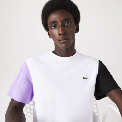 T-shirt Lacoste color-block blanc violet noir