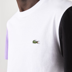 T-shirt Lacoste coton blanc violet noir