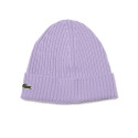 Bonnet Lacoste côtelé en laine unie Violet