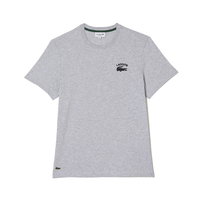 T-SHIRT REGULAR FIT LACOSTE EN JERSEY DE COTON GRIS LOGO BRODÉ