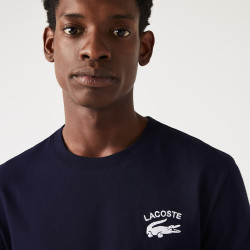 T-SHIRT REGULAR FIT LACOSTE COTON BLEU MARINE LOGO BRODÉ