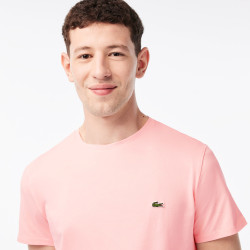 T-shirt uni TH6709 LACOSTE en coton rose