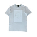 T-SHIRT EN COTON STRETCH À MOTIF ARTISTIQUE IMPRIMÉ ET BRODÉ TEE 4 BOSS BLEU CIEL