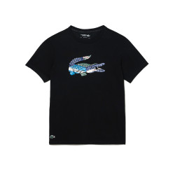 T-SHIRT LACOSTE SPORT EN JERSEY DE COTON NOIR A IMPRIMÉ CROCODILE