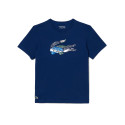 T-SHIRT LACOSTE SPORT EN JERSEY DE COTON BLEU MARINE A IMPRIMÉ CROCODILE