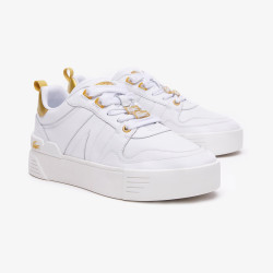 LACOSTE L002 123 BLANCHES OR EN CUIR