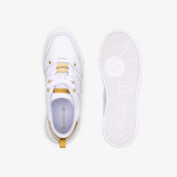 Baskets Lacoste Femme L002 en cuir, détail au talon Chez DM'Sports