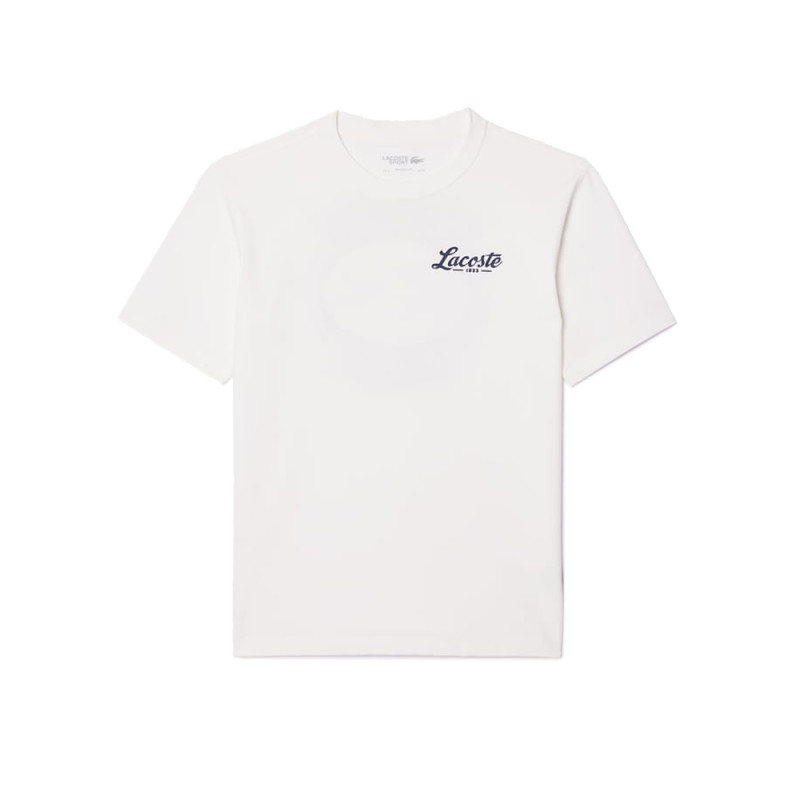 T-SHIRT BLANC LACOSTE GOLF ULTRA-DRY AVEC IMPRIMÉ