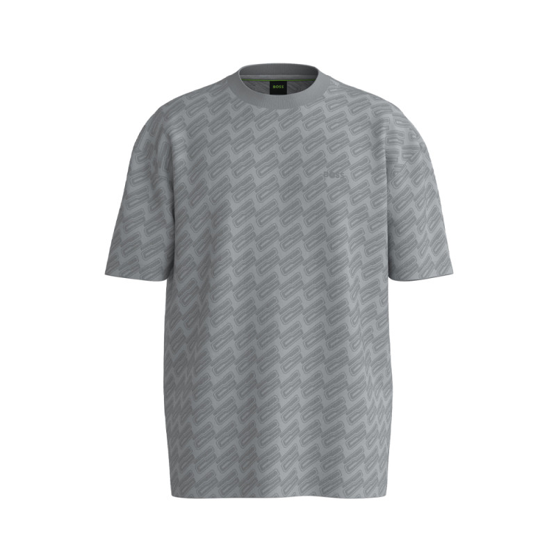 T-SHIRT BOSS RELAXED FIT GRIS À MONOGRAMMES JACQUARD TEE 7