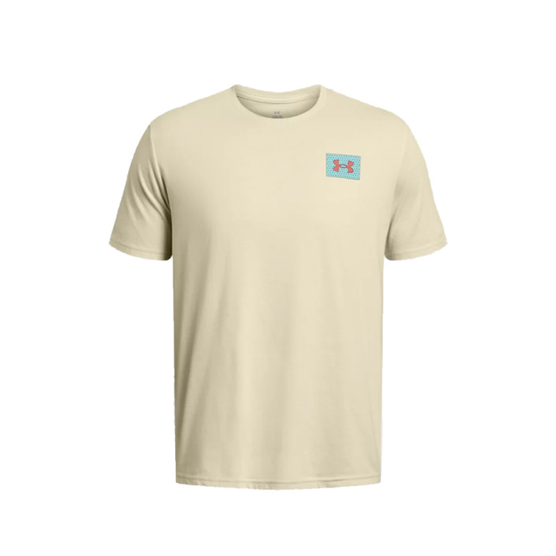 T-SHIRT MANCHES COURTES BEIGE UNDER ARMOUR LOGO SUR LA POITRINE