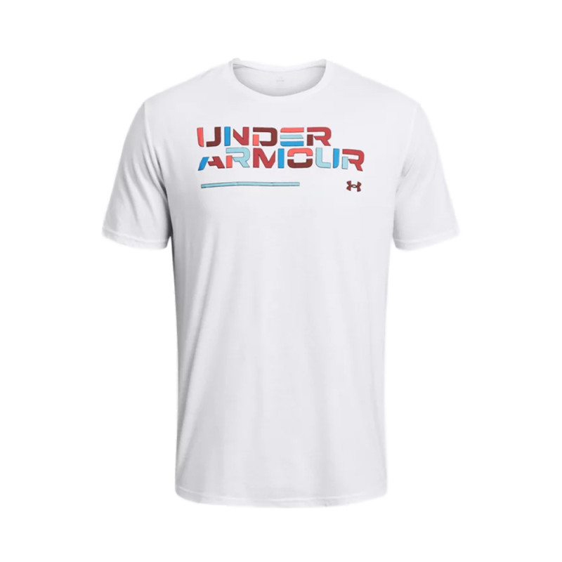 T-SHIRT MANCHES COURTES UNDER ARMOUR COLORBLOCK WORDMARK BLANC