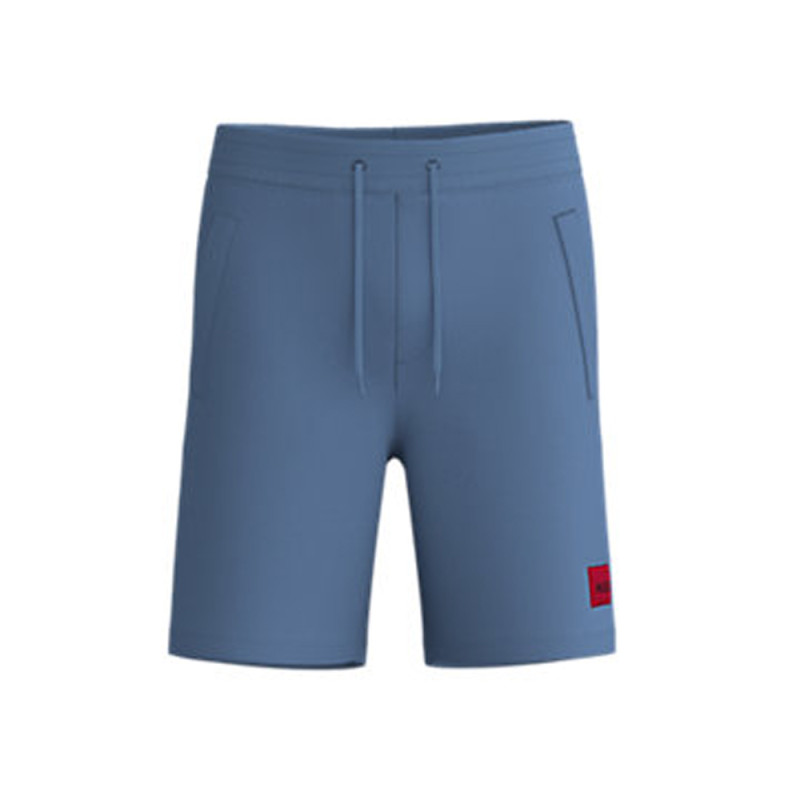 SHORT HUGO REGULAR FIT EN MOLLETON DE COTON BLEU AVEC ÉTIQUETTE LOGO DIZ222