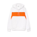 SWEATSHIRT À CAPUCHE COLOR-BLOCK LACOSTE BLANC ET ORANGE