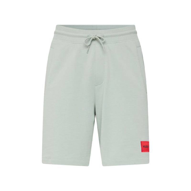 SHORT HUGO REGULAR FIT EN MOLLETON DE COTON VERT AVEC ÉTIQUETTE LOGO DIZ222