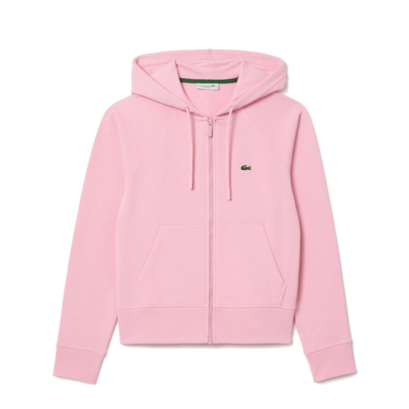 SWEATSHIRT À CAPUCHE LACOSTE FEMME EN COTON BIOLOGIQUE MÉLANGÉ UNI ROSE