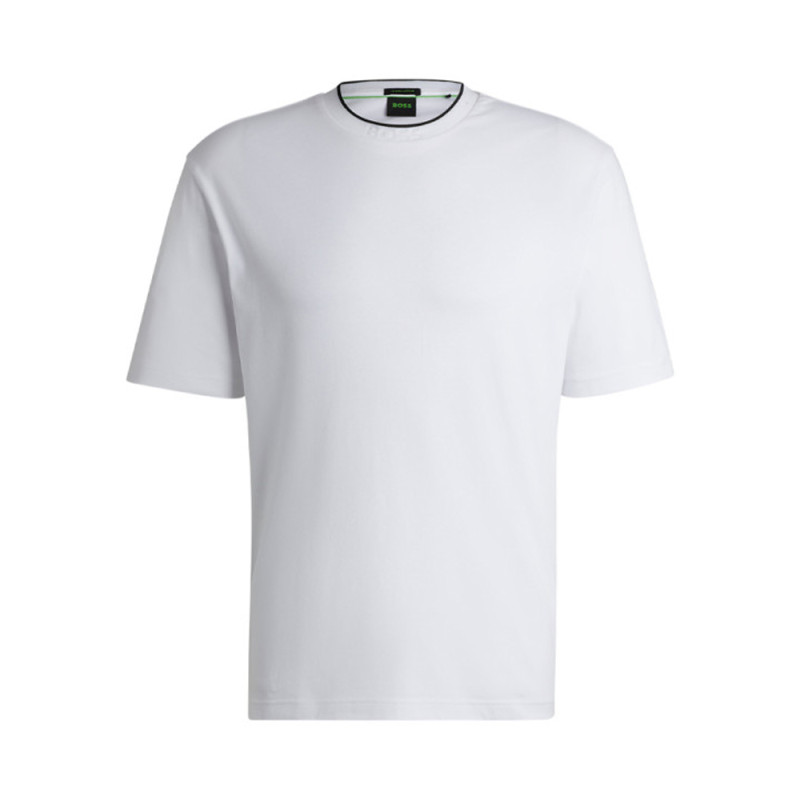 T-SHIRT BLANC BOSS COUPE DÉCONTRACTÉE EN COTON INTERLOCK AVEC COL LOGO TEE 7