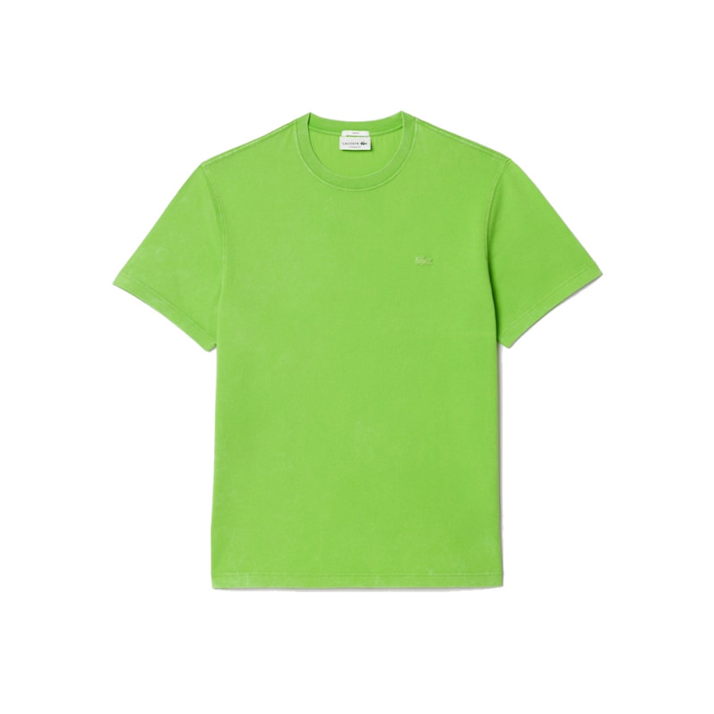 T-SHIRT LACOSTE DÉLAVÉ EN JERSEY DE COTON VERT