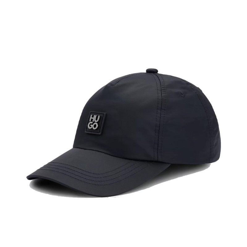 CASQUETTE HUGO JUDE-ME-N NOIRE EN NYLON IMPERMÉABLE AVEC BADGE LOGOTÉ REVISITÉ