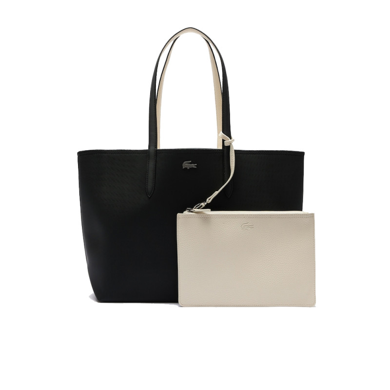 SAC CABAS ANNA LACOSTE RÉVERSIBLE BICOLORE AVEC POCHETTE NOIR ET BEIGE