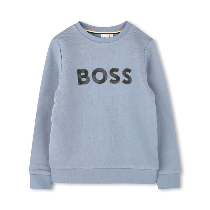 SWEATSHIRT BLEU À COL ROND BOSS ENFANT AVEC LOGO IMPRIMÉ