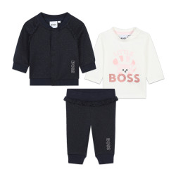 ENSEMBLE BLEU MARINE 3 PIÈCES CARDIGAN + T-SHIRT + PANTALON BOSS ENFANT