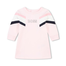 ROBE ROSE ÉVASÉE MANCHES LONGUES EN MOLLETON BOSS POUR BÉBÉ