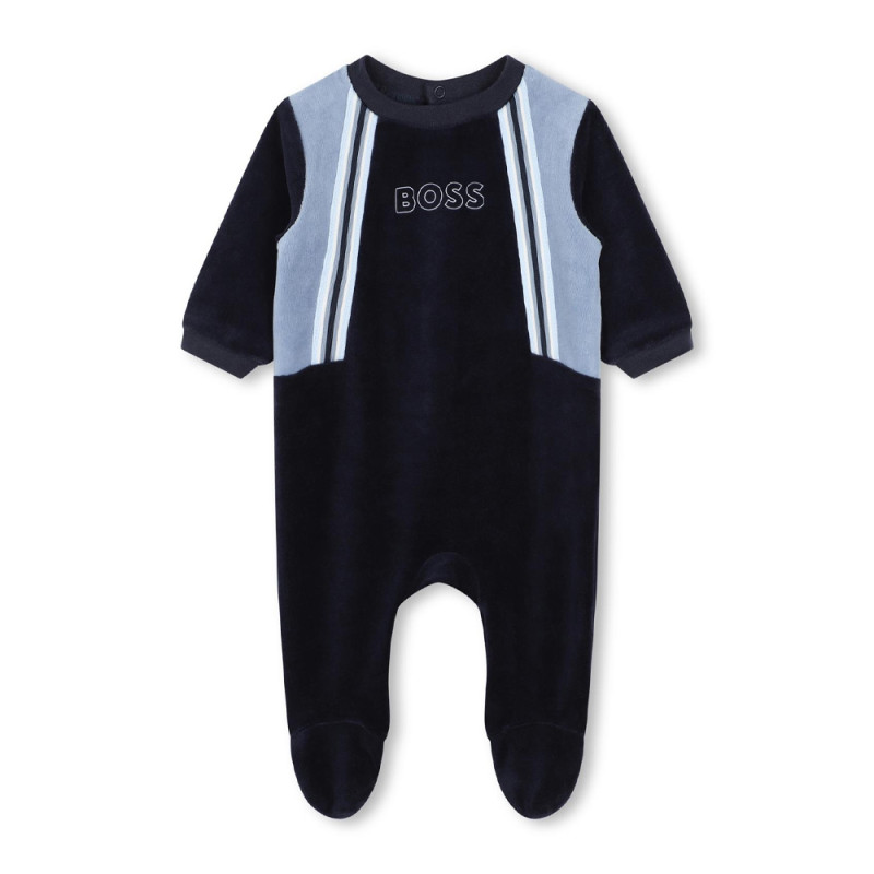 PYJAMA EN VELOURS BLEU MARINE BOSS POUR BÉBÉ