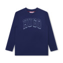 T-SHIRT BLEU MARINE MANCHES LONGUES HUGO ENFANT AVEC LOGO IMPRIMÉ