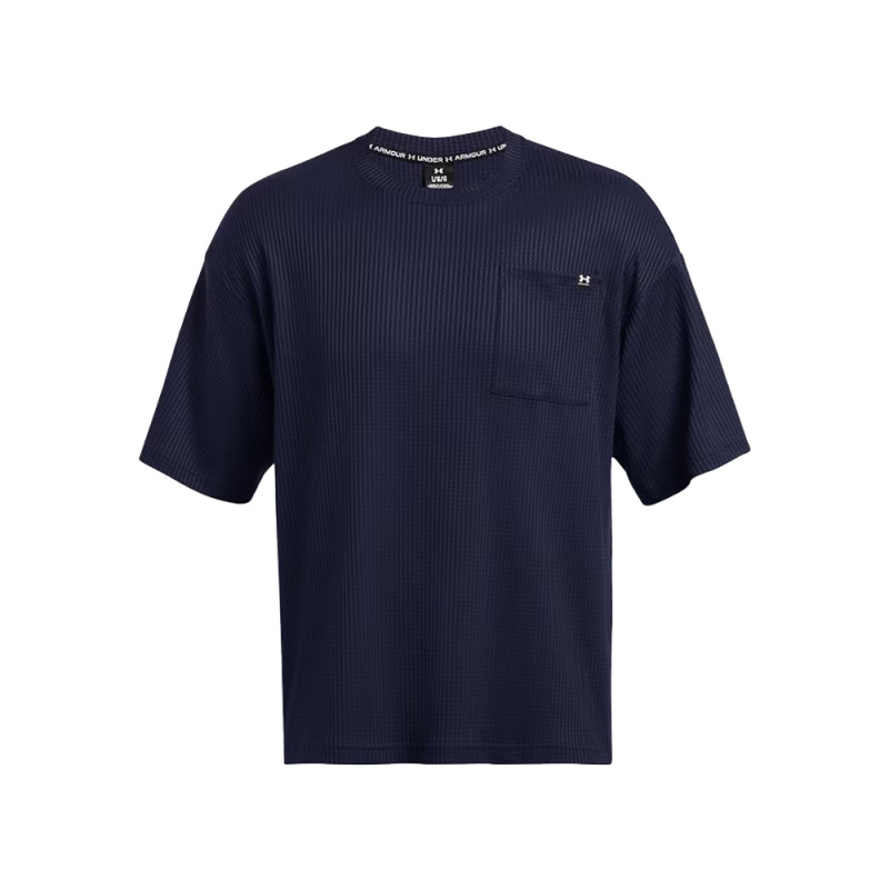 T-SHIRT RAS DU COU UNDER ARMOUR RIVAL WAFFLE BLEU MARINE