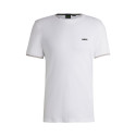 T-SHIRT EN COTON STRETCH BLANC À RAYURES ET LOGO BOSS TAUL