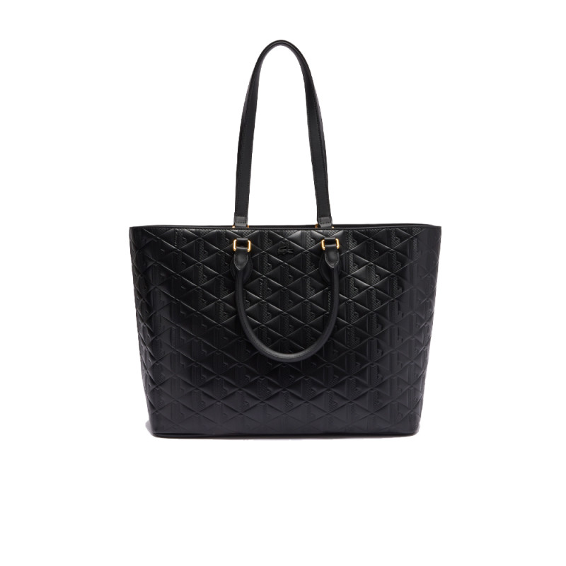 SAC CABAS NOIR LACOSTE MAHEKI EN CUIR EMBOSSÉ