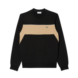 SWEATSHIRT LACOSTE COLOR-BLOCK EN MOLLETON NON GRATTÉ NOIR ET MARRON