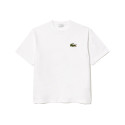 T-SHIRT LOOSE FIT LACOSTE EN COTON ÉPAIS BLANC AVEC BADGE