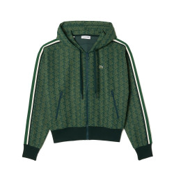 SWEATSHIRT À CAPUCHE FEMME LACOSTE JACQUARD MONOGRAMME VERT