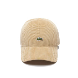 CASQUETTE LACOSTE BEIGE EN VELOURS DE COTON