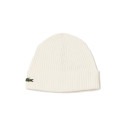 BONNET COTELÉ LACOSTE EN LAINE UNI BLANC