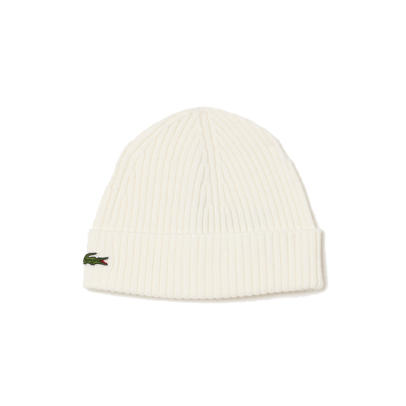 Bonnet Lacoste cotele en laine unie Blanc a la boutique DM Sports