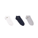 LOT DE 3 PAIRES DE CHAUSSETTES BASSES LACOSTE BLANCHES GRISES ET BLEU MARINE