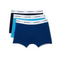 LOT DE 3 BOXERS COURTS LACOSTE COTON STRETCH BLEUS