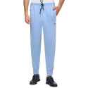 BAS DE SURVÊTEMENT EN COTON STRETCH BOSS HADIKO 1 BLEU AVEC MOTIF ARTISTIQUE EMBOSSÉ