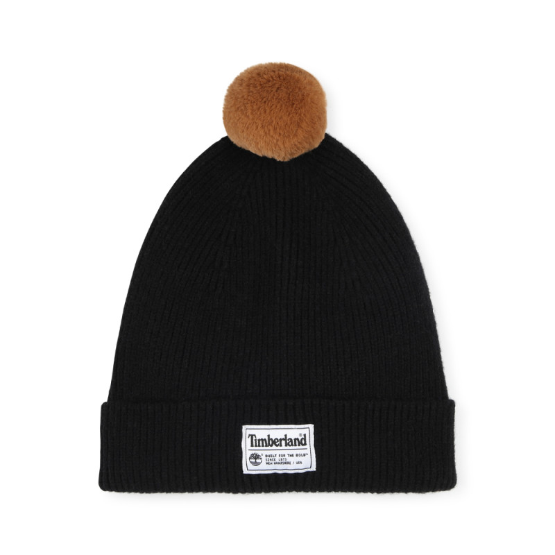 BONNET NOIR À POMPON EN TRICOT ENFANT TIMBERLAND