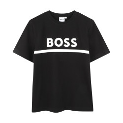 T-SHIRT NOIR À MANCHES COURTES BOSS ENFANT