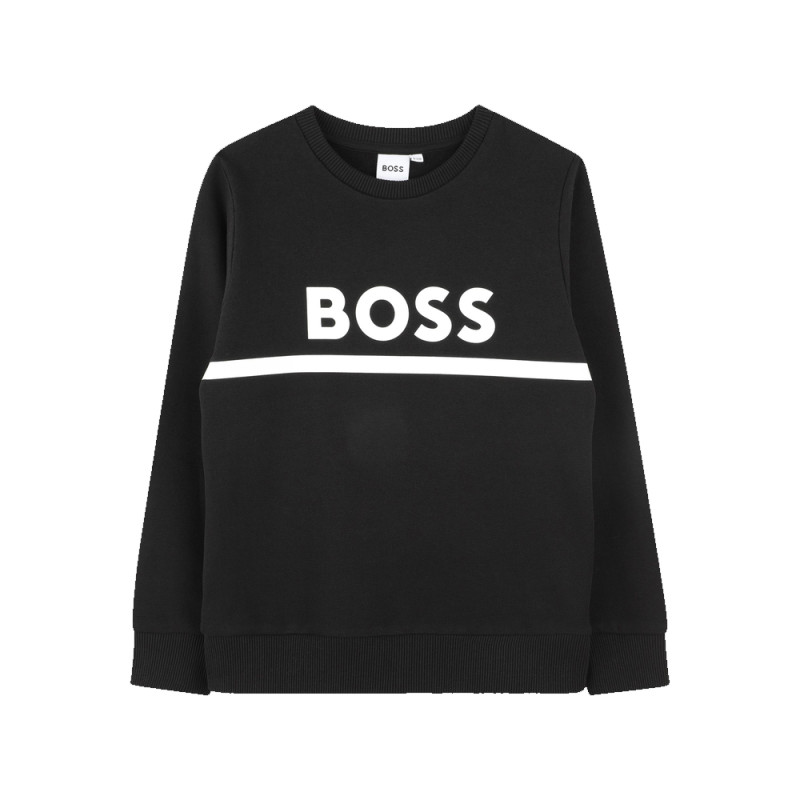 SWEATSHIRT NOIR BOSS ENFANT AVEC IMPRIMÉ