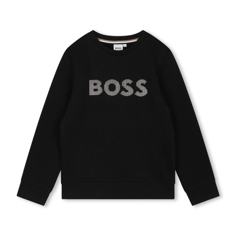 SWEATSHIRT EN MOLLETON DE COTON NOIR BOSS ENFANT