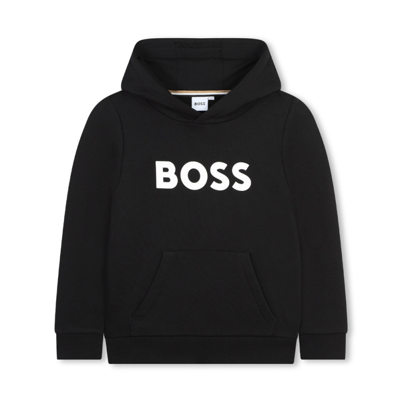 SWEAT À CAPUCHE NOIR BOSS ENFANT AVEC IMPRIMÉ LOGO