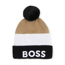 BONNET À POMPON BOSS NOIR POUR BÉBÉ